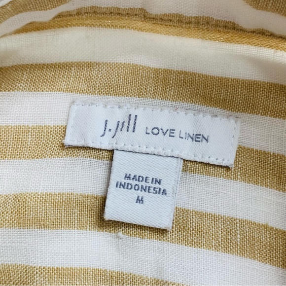 J Jill Love Linen 100% Linen Button Front Shirt Long Sleeve in Sandbar Medium - Picture 11 of 13